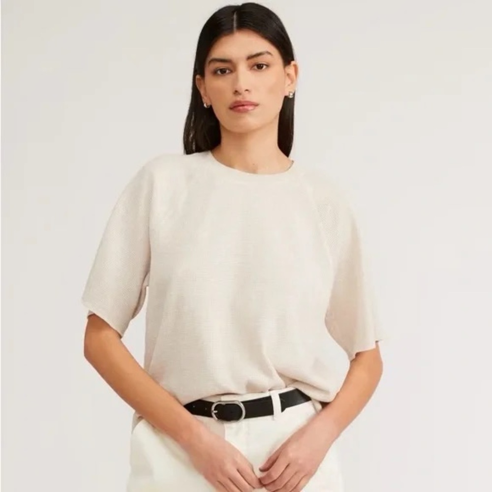 Everlane The Organic Cotton Waffle Raglan Tee Oatmeal Small New